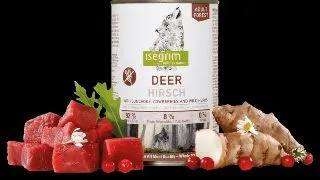 ISEGRIM, XS-XL, Caprioara, conserva hrana umeda fara cereale caini, (in sos), 800g
