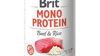 BRIT Mono Protein, Vita cu Orez brun, conserva hrana umeda monoproteica continut redus cereale caini, (pate), 400g