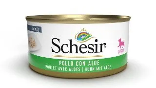 SCHESIR Puppy, XS-XL, Pui si Aloe Vera, conserva hrana umeda caini junior, (in aspic), 150g