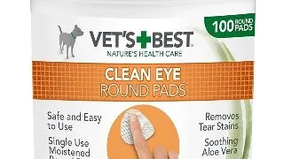 VET'S BEST Clean Eye, servetele igiena ochilor caini, anti-pete, Aloe Vera, cutie, 100buc