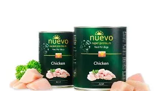 NUEVO, XS-XL, Pui, conserva hrana umeda fara cereale caini, (pate), 800g