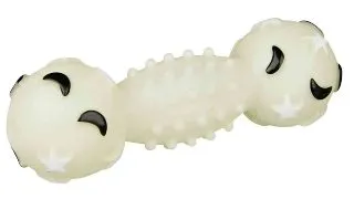 Trixie, jucarie gantera fosforescenta caini, cu sunet, vinil, 19cm, multicolor