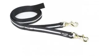 JULIUS-K9 IDC, lesa Y dubla cu 2 carabine fara maner caini, nylon, banda, 25mm x 2.2m, negru