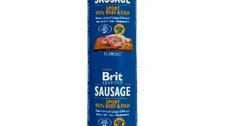 BRIT Premium Sport, Vita si Peste, salam hrana umeda continut redus cereale caini, activitate intensa, 800g