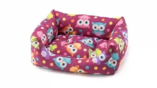 LEOPET Rodi Owls, pat dreptunghiular caini, poliester, imprimeu bufnite, multicolor, 60x70cm