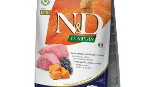 N&D Pumpkin Puppy Mini, XS-S, Miel si afine, hrana uscata fara cereale caini junior, 2.5kg