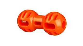 TRIXIE, jucarie gantera caini sensibili, fara sunet, cauciuc termoplastic, 14cm, portocaliu