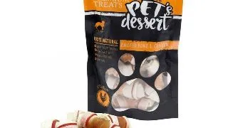 PET'S DESSERT Knoted Bone & Chicken, XS-XL, Pui, punguta recompense fara cereale caini, 500g