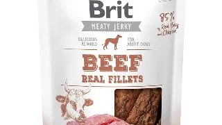BRIT Jerky Beef Fillets, recompense caini, File deshidratat Vita, 200g