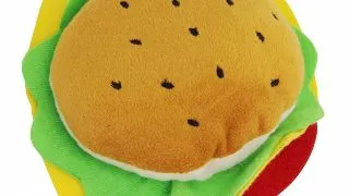 PAWISE Hamburger, jucarie de plus caini, XS-M, plus, cu sunet, multicolor, 12 cm