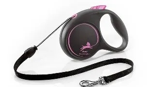 FLEXI Black Design, lesa snur retractabila caini, poliester, roz, M(20kg, 5m)