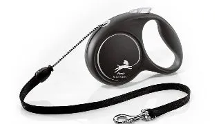 FLEXI Black Design, lesa snur retractabila caini, poliester, argintiu, M(20kg, 5m)