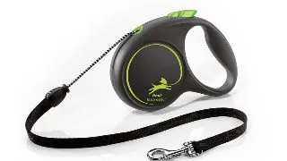 FLEXI Black Design, lesa snur retractabila caini, poliester, verde, M(20kg, 5m)