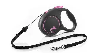 FLEXI Black Design, lesa snur retractabila caini, poliester, roz, S(12kg, 5m)