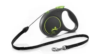 FLEXI Black Design, lesa snur retractabila caini, poliester, verde, S(12kg, 5m)