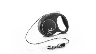 FLEXI Black Design, lesa snur retractabila caini, poliester, argintiu, XS(8kg, 3m)