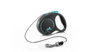 FLEXI Black Design, lesa snur retractabila caini, poliester, albastru, XS(8kg, 3m)