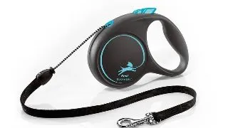 FLEXI Black Design, lesa snur retractabila caini, poliester, albastru, M(20kg, 5m)