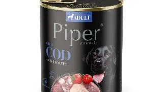 PIPER Animals, XS-XL, Cod, conserva hrana umeda fara cereale caini, (in aspic), 400g
