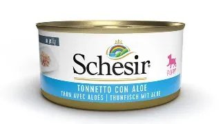 SCHESIR Complementary Puppy, XS-XL, Ton si Aloe Vera, conserva hrana umeda caini junior, (in aspic), 150g