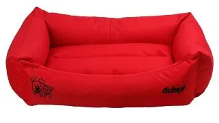 4DOG Deluxe Oxford, pat dreptunghiular caini, poliester oxford, impermeabil, rosu, S-M(64x44x22cm)