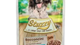 STUZZY Chunks, XS-XL, Peste, plic hrana umeda caini, (in aspic), 100g