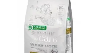 NATURES PROTECTION Superior Care White Dogs Small&Mini, Miel, hrana uscata caini, reducerea petelor maronii la cainii albi, 1.5kg