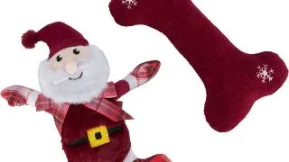 TRIXIE Christmas Set Os & Mos Craciun, jucarie de plus caini XS-XL, cu sunet, plus, rosu, 30cm