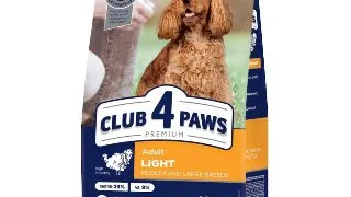 CLUB 4 PAWS Adult Light, M-XL, Curcan, hrana uscata caini, obezitate, 5kg