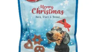 TRIXIE Christmas Fursecuri Inimioara Stea si Covrig, XS-XL, Pui si Ficat, punguta recompense caini, 120g