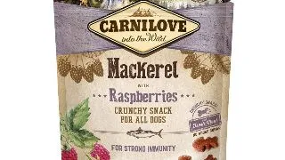 CARNILOVE Crunchy Snack, Macrou cu Zmeura, recompense functionale fara cereale caini, imunitate, 200g
