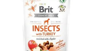 BRIT Care Crunchy Cracker, Insecte si Curcan cu Mere, recompense fara cereale caini, 200g