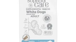 NATURES PROTECTION Superior Care blana alba, Peste Alb, recompense functionale fara cereale caini, blana alba, suport articular, 110g