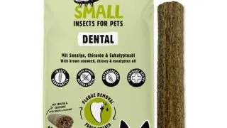 EAT SMALL Dental Stick, XS-XL, Insecte si Alge Marine, punguta recompense functionale caini, sensibilitati dentare, sistem imunitar & alergii, 120g
