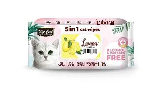 Servetele umede pentru pisici, KIT KAT, 5 in 1,  Lemon, 80 buc