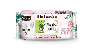 Servetele umede pentru pisici, KIT KAT, 5 in 1, Aloe Vera, 80 buc