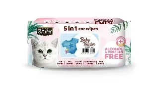 Servetele umede pentru pisici, KIT KAT, 5 in 1, Baby Powder, 80 buc