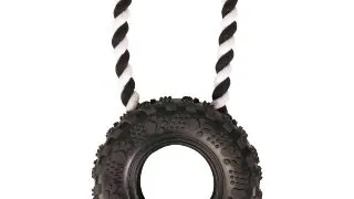 TRIXIE, jucarie anvelopa cu sfoara caini, cauciuc, 15cm x 32cm, negru