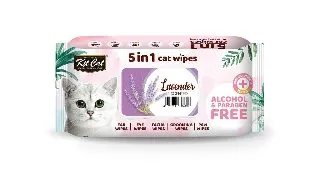 Servetele umede pentru pisici, KIT KAT, 5 in 1, Lavanda, 80 buc