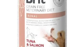 BRIT VD Renal, XS-XL, Ton si Somon, dieta veterinara, conserva hrana umeda fara cereale caini, sistem renal, (in aspic), 400g