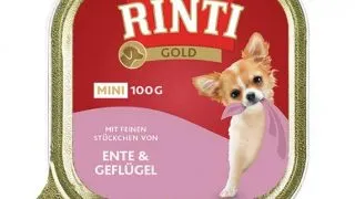 RINTI Gold, XS-S, Rata si Pui, conserva hrana umeda fara cereale caini, (pate), 100g