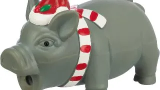 TRIXIE Christmas Porc, jucarie de aport caini XS-XL, cu sunet, latex, gri, 16cm