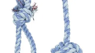 TRIXIE, jucarie minge si maner din sfoara caini, 5.5cm, multicolor