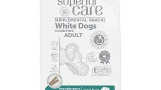 NATURES PROTECTION Superior Care blana alba, Somon, recompense functionale hipoalergenice fara cereale caini, sensibilitati digestive, 110g