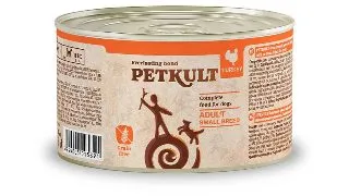 PETKULT Grain Free Mini Adult, Curcan, conserva hrana umeda fara cereale caini, 185g