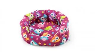 LEOPET Santorini Owls, pat rotund caini, poliester, imprimeu bufnite, multicolor, 55x45cm