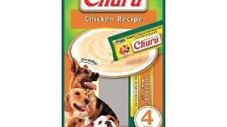 INABA Churu Dog, Pui, recompense lichide monoproteice fara cereale caini, topping cremos, 14g x 4