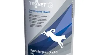 TROVET Dog Hypoallergenic RRD, Iepure, dieta veterinara caini, conserva hrana umeda, afectiuni digestive si dermatologice, (pate), 400g