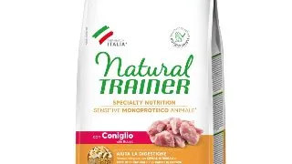NATURAL TRAINER Speciality Nutrition Sensitive, XS-S, Iepure, hrana uscata monoproteica caini, sistem digestiv, 2kg