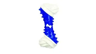 ALL FOR PAWS Dental Bone, jucarie de ros caini, XS-L, plastic, dentitie, alb si albastru, 13 x 5.5 x 3 cm